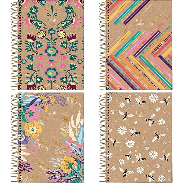 Caderno 10X1 Capa Dura KRAFT Color 160FLS. PCT.C/04