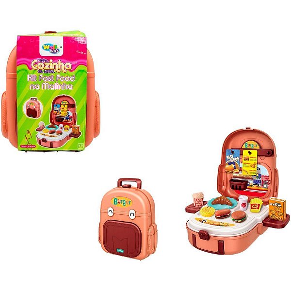 Brincando de Profissoes KIT FAST Food NA Malinha 19PCS