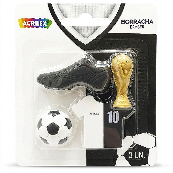Borracha Decorada Futebol PRETO/BRANCO PCT.C/06