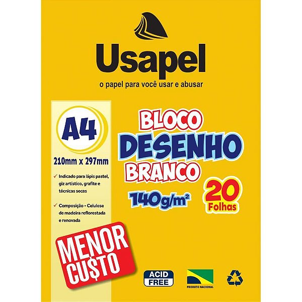 Bloco Tecnico sem Margem Usapel Desenho A4 140G 20FL BR PCT.C/05