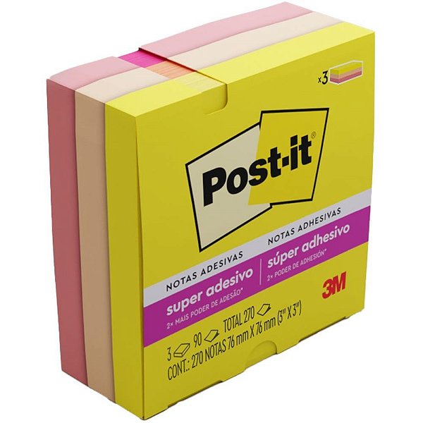 Bloco de Recado POST-IT 76MMX76MM Alegria 90FLS PCT.C/03