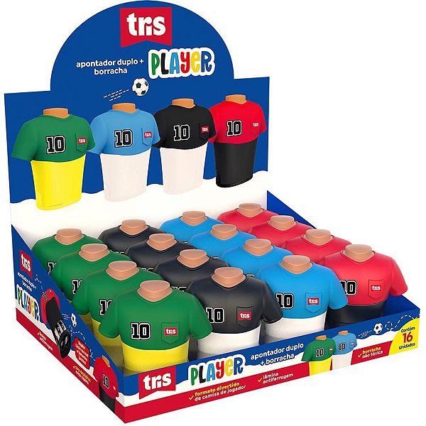 Apontador com Deposito Decor. TRIS Player 2EM1 C/BORRACHA 4 DP.C/16