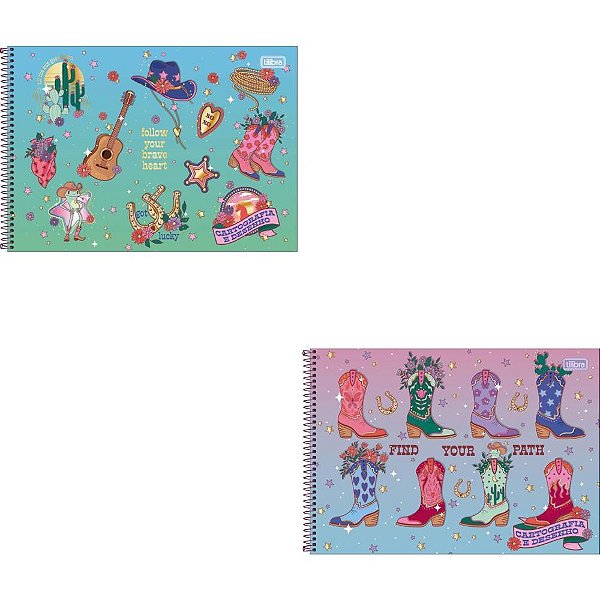 Caderno Desenho UNIV Capa Dura WEST GIRL 80FLS Espiral PCT.C/04