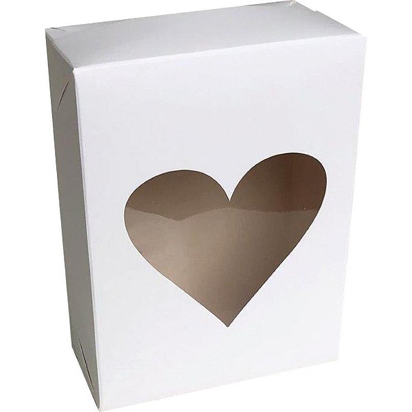 Caixa para Presente com Tampa GD 35X25,5X7,5 Branca Coracao PCT.C/10