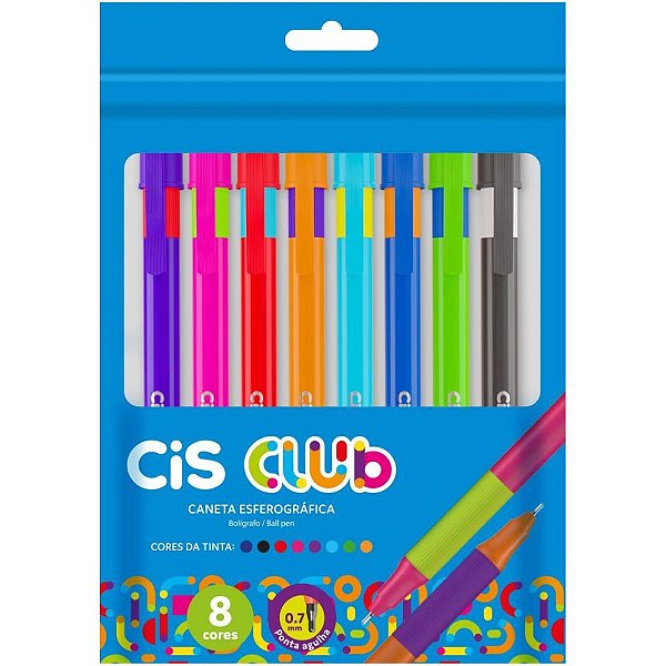 Caneta Esferografica CIS CLUB 0.7 8 Cores Sortidas Estojo
