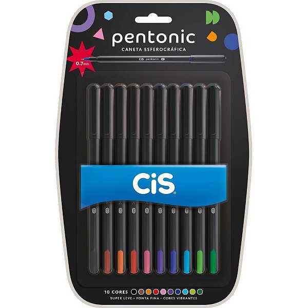 Caneta Esferografica CIS Pentonic 0,7MM 10 Cores Estojo