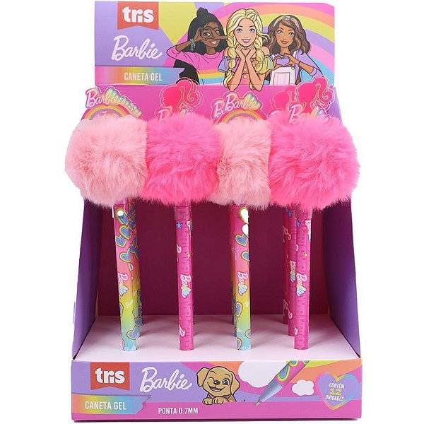 Caneta GEL Barbie 0.7MM C/POMPOM 2CORES DP.C/12