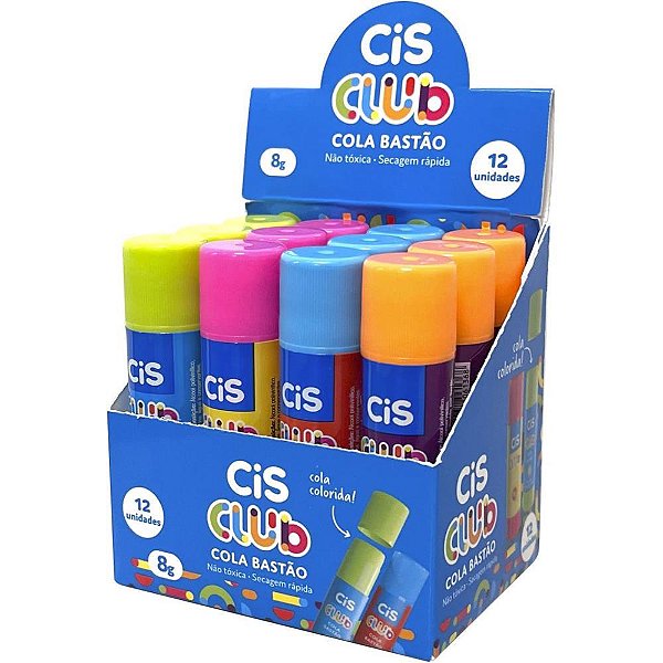 Cola em Bastao CIS CLUB 8G 4 Cores Sortidas DP.C/12