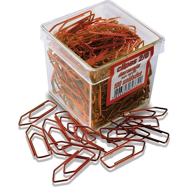 Clipe Colorido 2/0 (00) 100UN. Laranja PCT.C/10