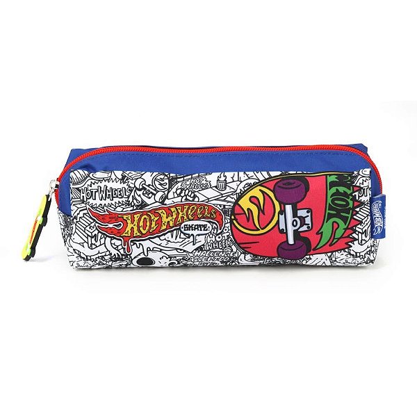 Estojo Simples HOT Wheels Skate Tecido Branco
