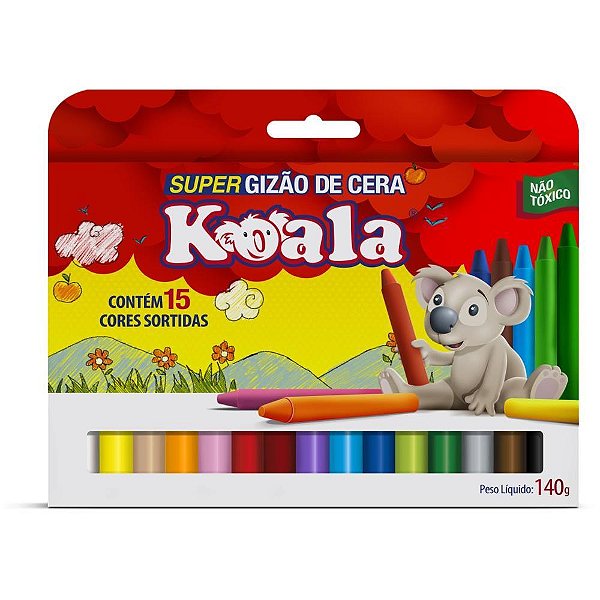 Giz de Cera Jumbo 15 Cores Super Gizao Koala PCT.C/06