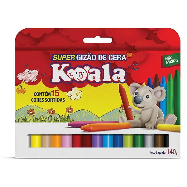 Giz de Cera Jumbo 15 Cores Super Gizao Koala PCT.C/06