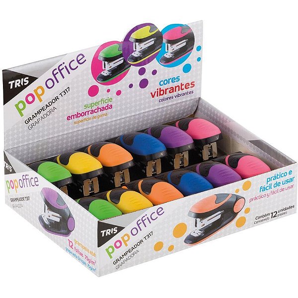 Grampeador Plastico TRIS T317 Mini Color 26/6 12FL DP.C/12