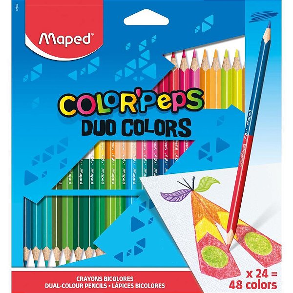 Lapis de COR Triangular Color PEPS Duo 24LAPIS 48CORES Estojo