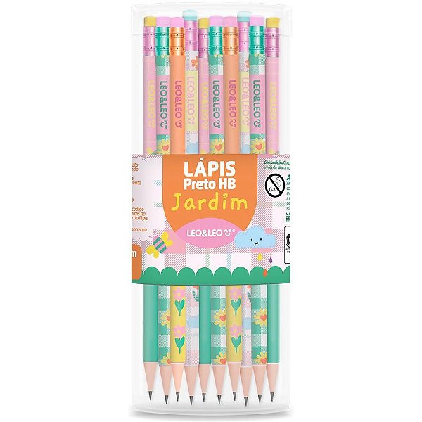 Lapis Preto Redondo Decorado Jardim HB C/BORRACHA (S) POTE-72