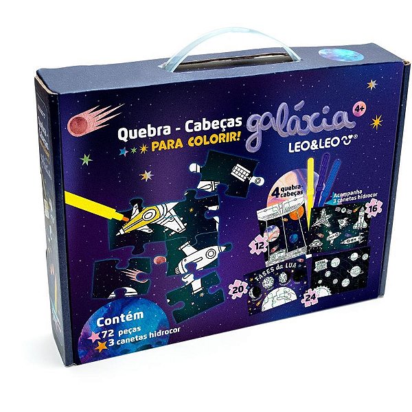 QUEBRA-CABECA Cartonado Galaxia para Colorir 4EM1 KIT