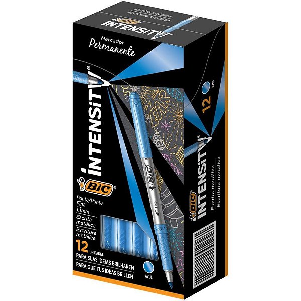 Pincel Marcador Permanente Marking Metalico 1.1MM Azul CX.C/12