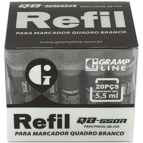 Tinta Marcador Quadro Branco Reabastecedor QB-550R 5,5ML PT DP.C/20