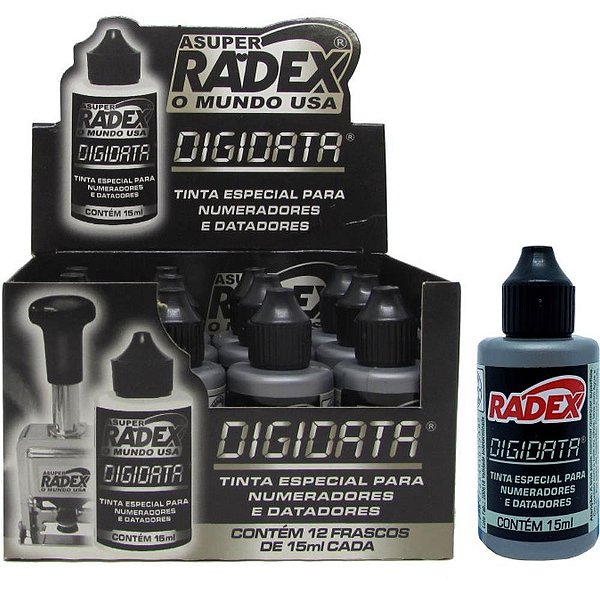 Tinta para Carimbo 15ML Preta Numerador e Datador CX.C/12