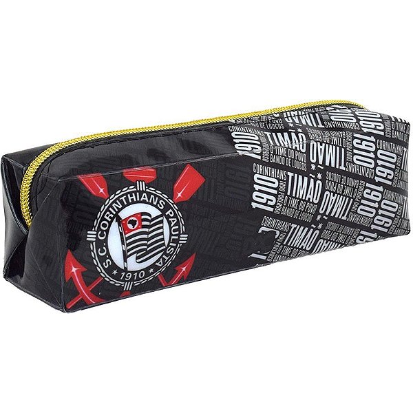Estojo Simples Corinthians PVC M Cristal