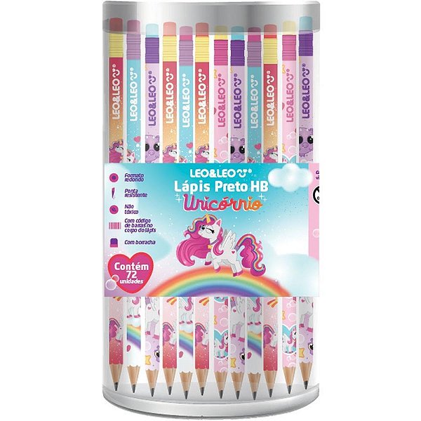 Lapis Preto Redondo Decorado Unicornio HB C/BORRACHA (S) POTE-72