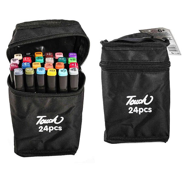 Marcador Artistico 24 Cores Ponta Dupla