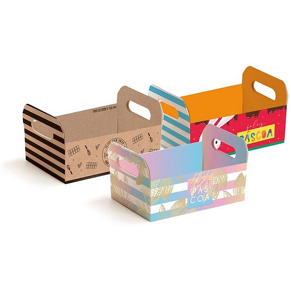 Cesta de Papel Caixote Pascoa 22X15X8CM(S) PCT.C/10