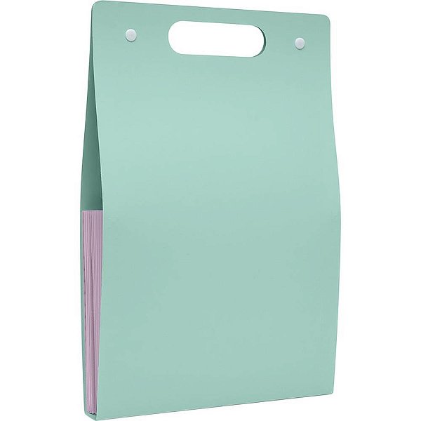 Pasta Sanfonada Plastica A4 12 Divisoes Vertical Verde