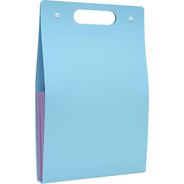 Pasta Sanfonada Plastica A4 12 Divisoes Vertical Azul P