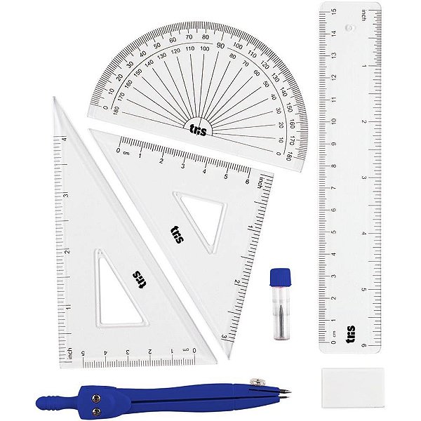 Conjunto para Desenho TRIS KIT Geometrico 7 Pecas Estojo