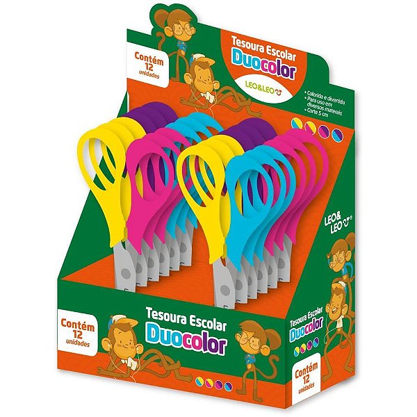 Tesoura Escolar Duo Color S/PONTA 4 Cores DP.C/12