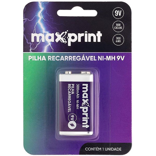 Pilha Recarregavel Bateria 9V 300MAH Blister