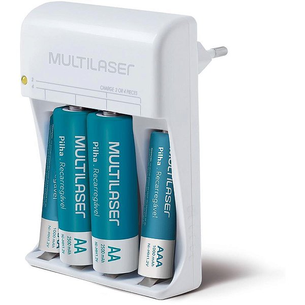 Carregador de Pilhas Bivolt P/4 Pilhas AA/AAA C/4 Pilhas KIT