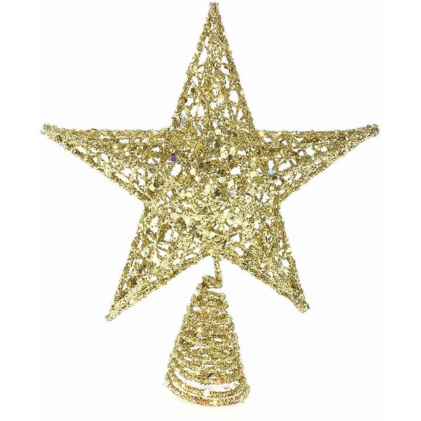Artigo para Decoracao Natal Ponteira Estrela Dourada 15CM.