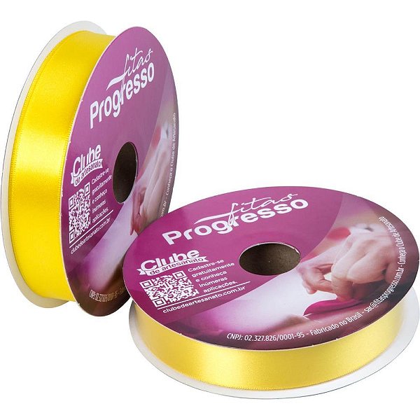 Fita de Cetim 22MM 50M. Amarelo Gema 763 Rolo