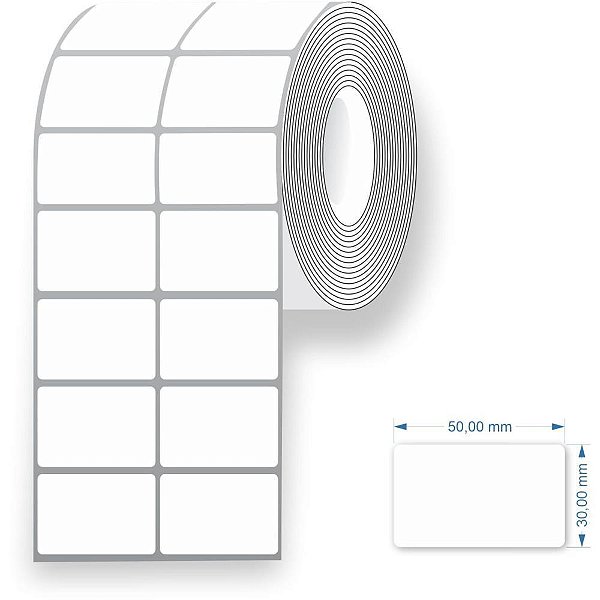 Etiqueta para Codigo de Barras Couche 50X30X30M 2CARREIRAS Rolo