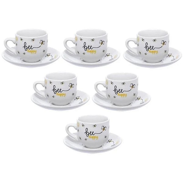 Xicara Cafe Porcelana Honey 12PCS Jogo