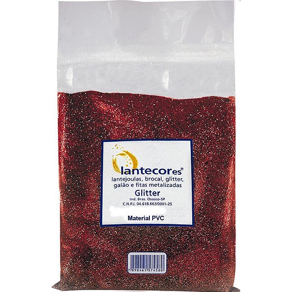 Glitter PVC Vermelho 500G. Pacote