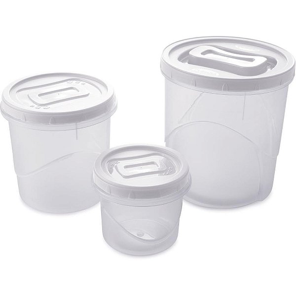 Pote Plastico CONJ 3 Potes Mantimentos Rosca KIT