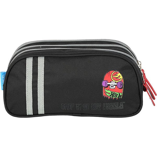 Estojo Triplo HOT Wheels Preto