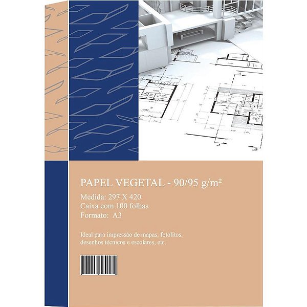 Papel Vegetal A3 90/95G. 297X420MM CX.C/100