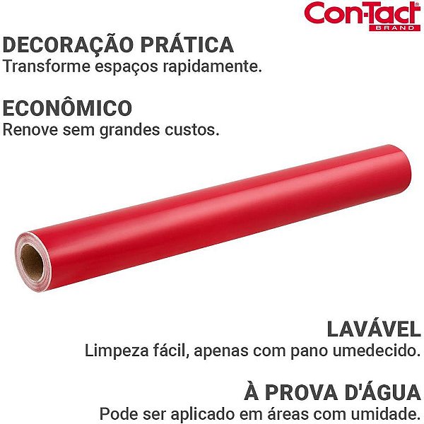 Contact Liso 45CMX10M Brilho Vermelho Rolo