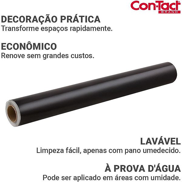 Contact Liso 45CMX10M Brilho Preto Rolo