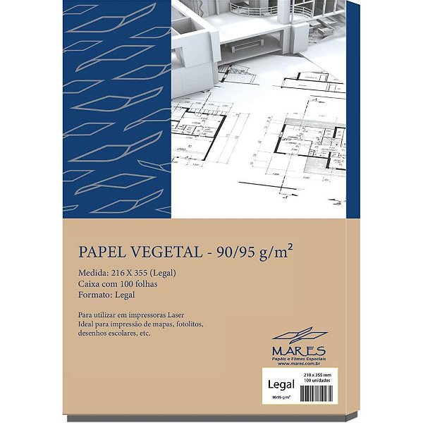 Papel Vegetal LG 90/95G. 216X355MM CX.C/100