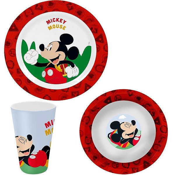 Kit Alimentacao Mickey Prato+bowl+copo KIT