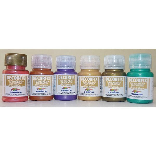 Tinta Acrilica Decorfix Metalica 37ML Ouro VE CX.C/06