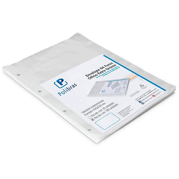 Envelope Plastico Oficio 4FURO EXTRA Grosso 0,20 PCT.C/100 (7898504393574)