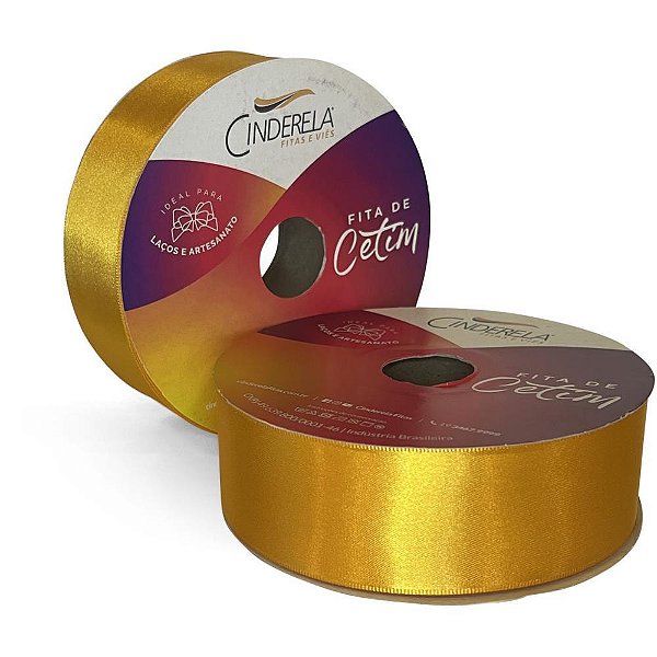 Fita de Cetim 38MM 50M. Amarelo Ouro