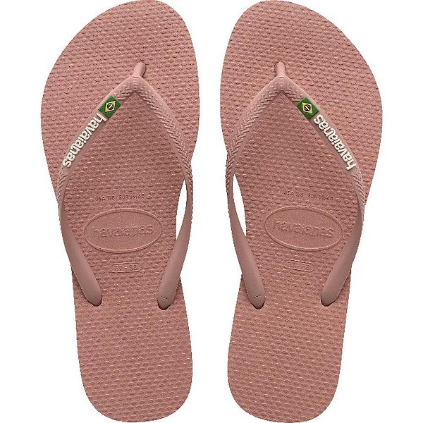 Chinelo Havaianas Feminino SLIM Brasil 37/8 Rosa Crocus PAR