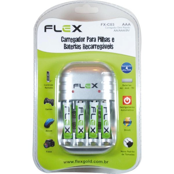 Carregador de Pilhas Bivolt P/ Pilhas AA/AAA/G 1100MAH